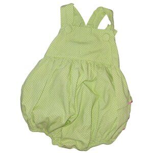 Baby Girl's Banana Split Ruffled Butt Bubble Romper Polka Dot 18 Months Green Wh